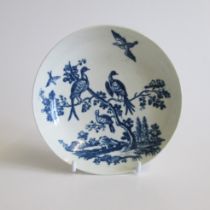 A  Worcester saucer birds in branches ’ pattern Circa 1770 Diameter 12.5cm Condition; no restoration