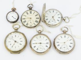 A collection of pocket watches to include a Victorian silver cased hunter pocket watch with enamel