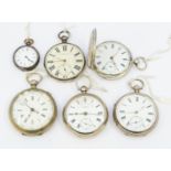 A collection of pocket watches to include a Victorian silver cased hunter pocket watch with enamel