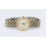 Omega- a ladies two tone steel case Omega DeVille wristwatch, comprising a signed round white dial