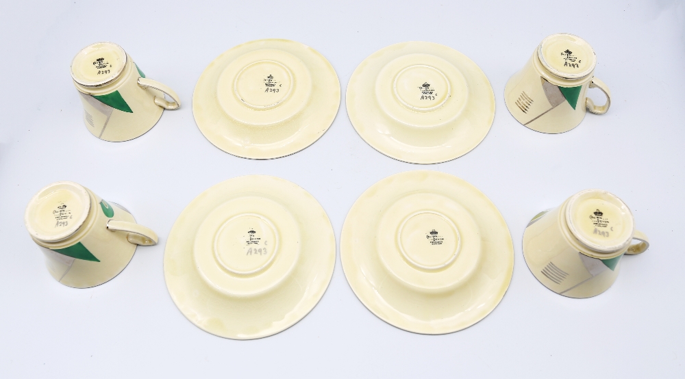 Crown Devon - A collection of Art Deco pieces to include; four cups and saucers, a circular pin/ - Image 3 of 7