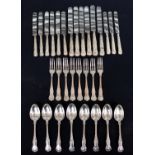 A matching Kings pattern silver plated eight place setting cutlery set consisting of various