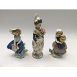 Three Lladro figures of young ladies.(3)