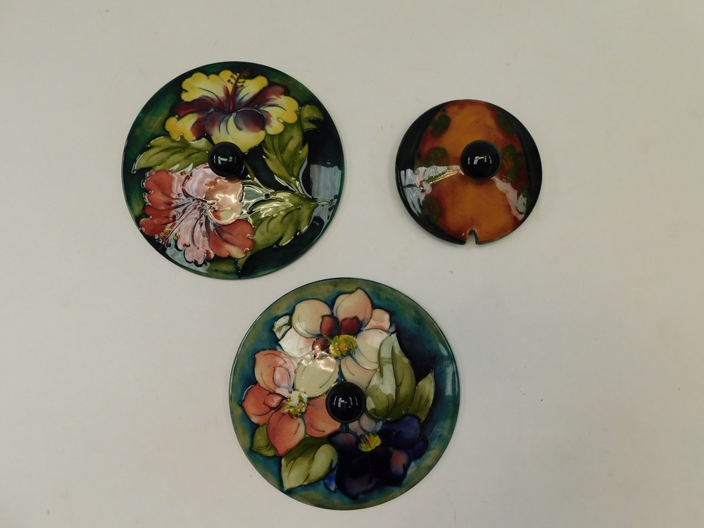 A Moorcroft Eventide Preserve jar lid c1925 (minor glaze fault to rim) together with a Moorcroft - Image 2 of 2