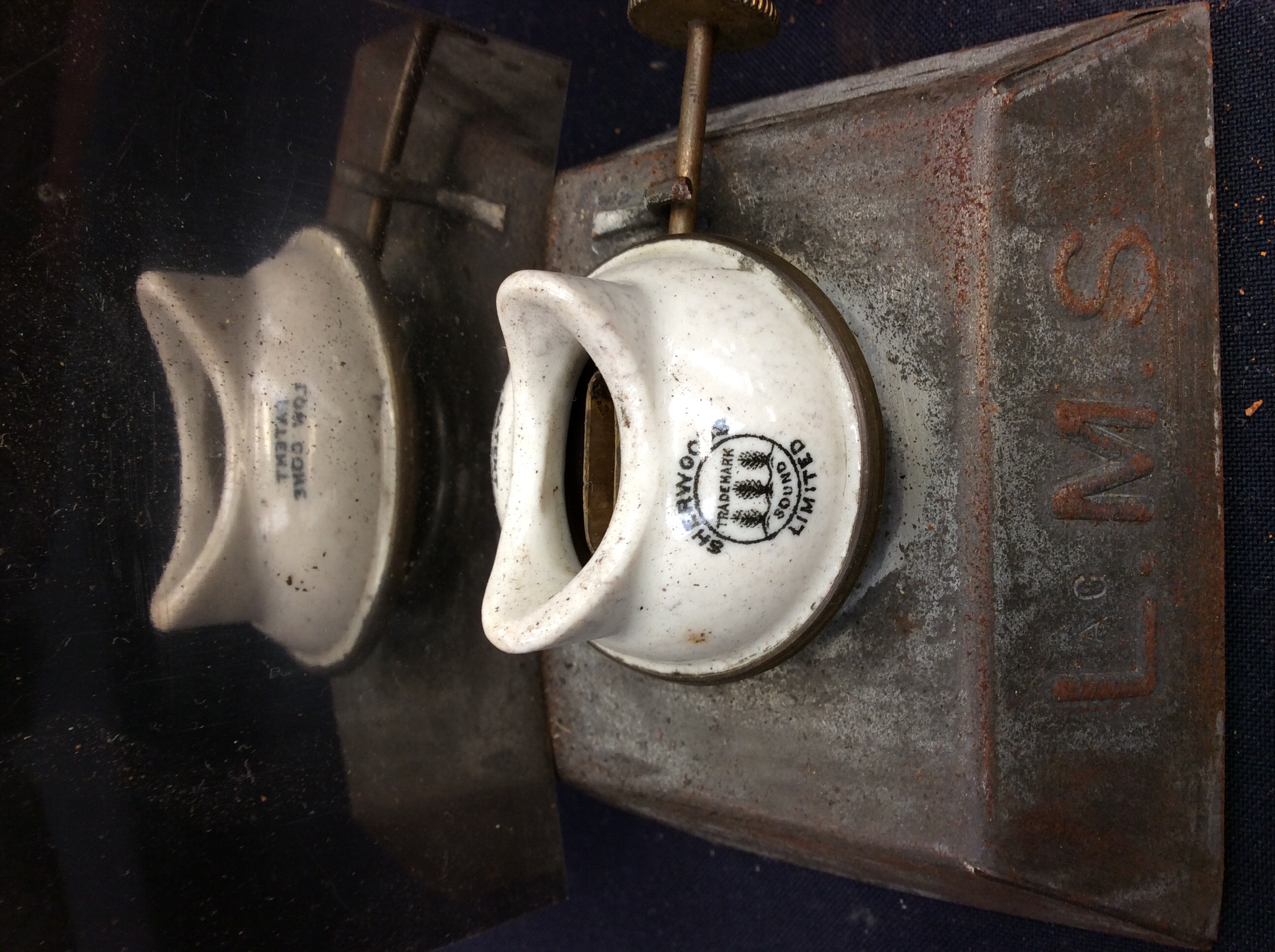 3 railway lamps including an LMS example with ceramic Sherwoods Limited burner - Image 8 of 8