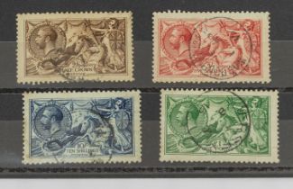 GB - KGV 1913 Seahorse set of 4 all fine used , .All Superb in appearance , the 10/- just short of