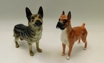 Royal Doulton porcelain dog along with a German porcelain dog.(2)