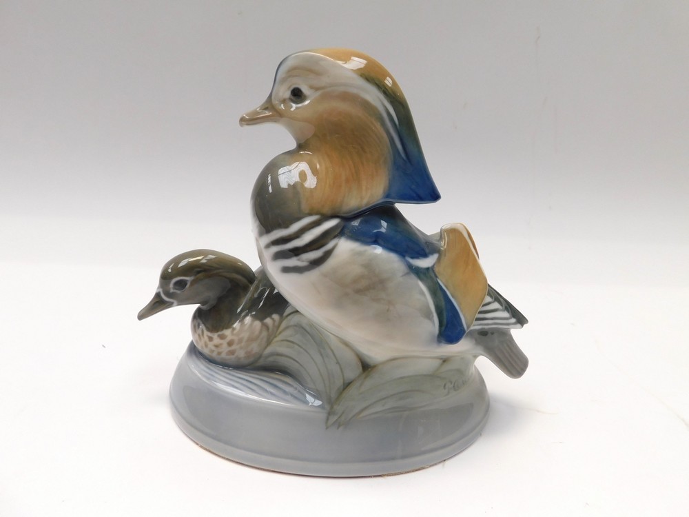 A pair of Royal Copenhagen mandarin ducks, model no. 1863.