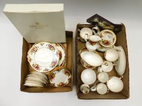 A collection of Royal Albert old country roses china wares, to include dinner plates,  side plates