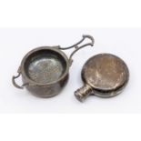 A Victorian small circular silver hip flask, screw top, hallmarked by William Summers, London, no