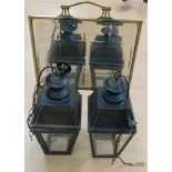 ***WITHDRAWN*** A pair of 20th century hanging lanterns with four glazed sides each and pendant