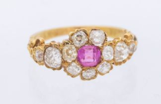 ***AUCTIONEER TO ANNOUNCE CHIP TO REPLACEMENT DIAMOND*** A Victorian diamond and pink sapphire set