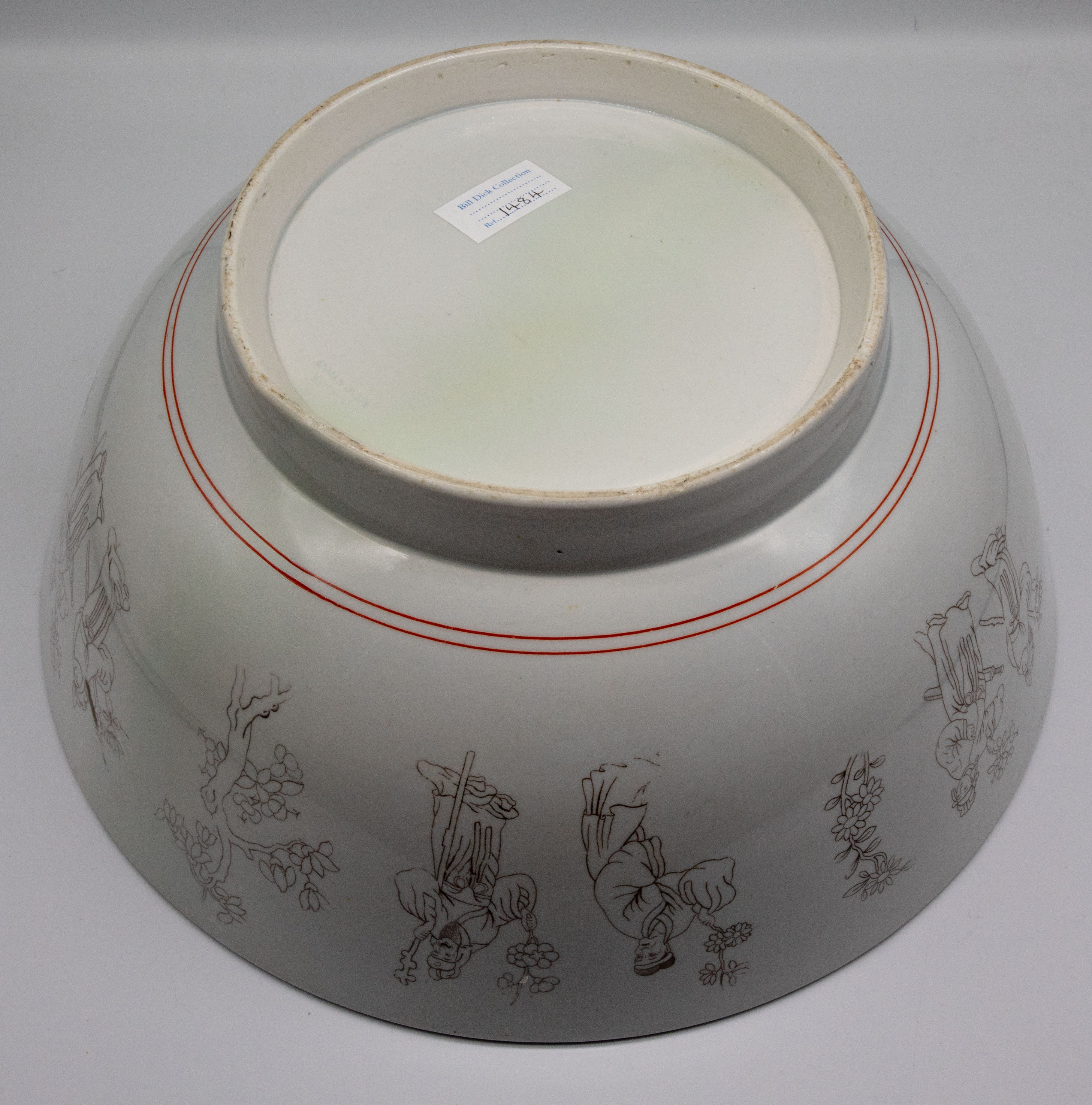 large 19th century Spode New Stone bowl decorated with oriental figures. Condition: under UV light - Image 2 of 2