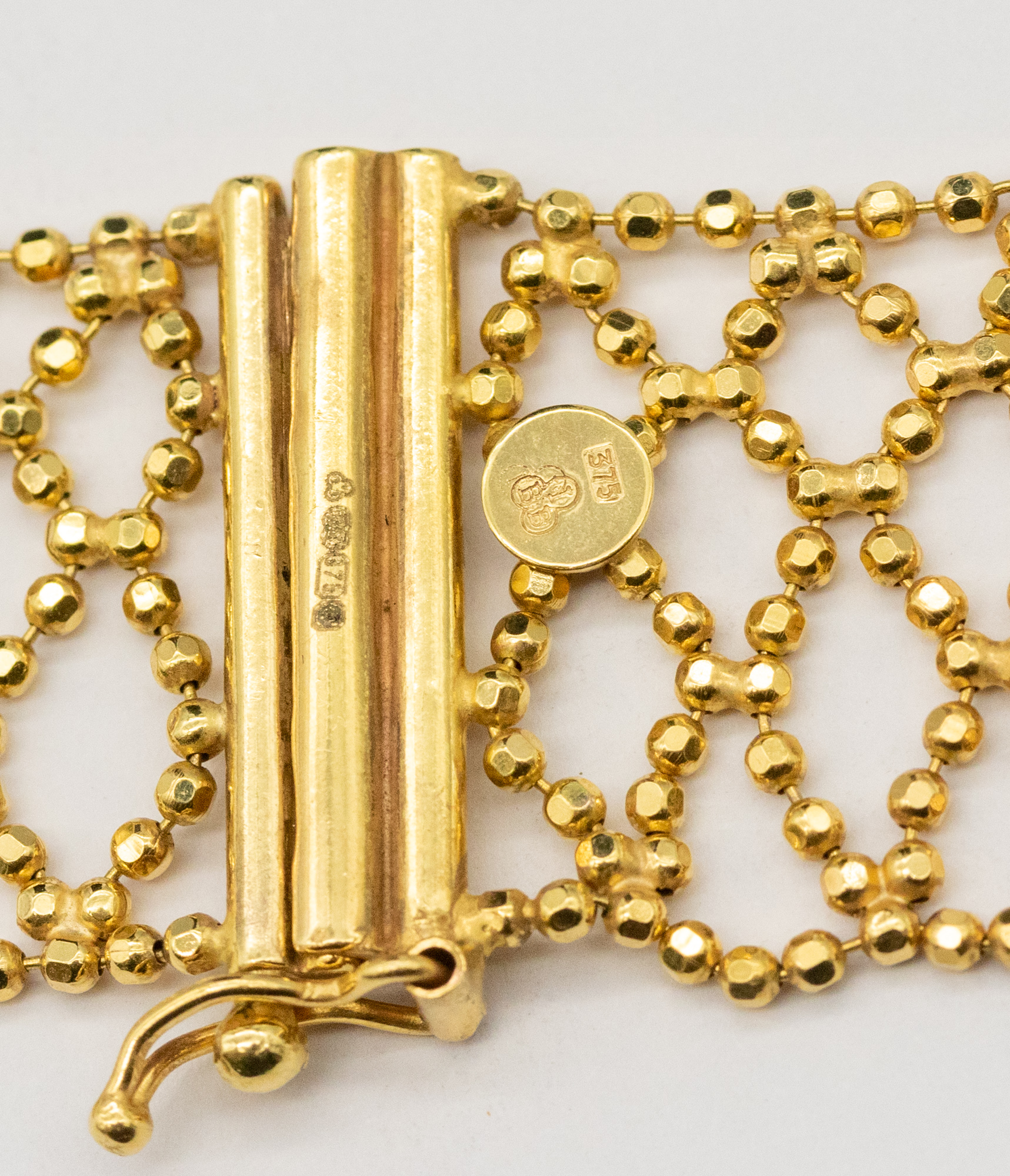 A 9ct gold popcorn style chain collar with scalloped edge, length approx 43cm, weight approx 33.3gms - Image 3 of 3