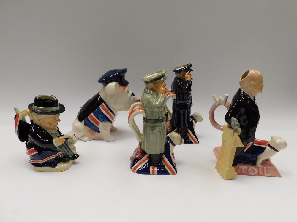 Sir Winston Churchill interest - four porcelain Churchill figures with bulldogs along with a British - Image 4 of 4