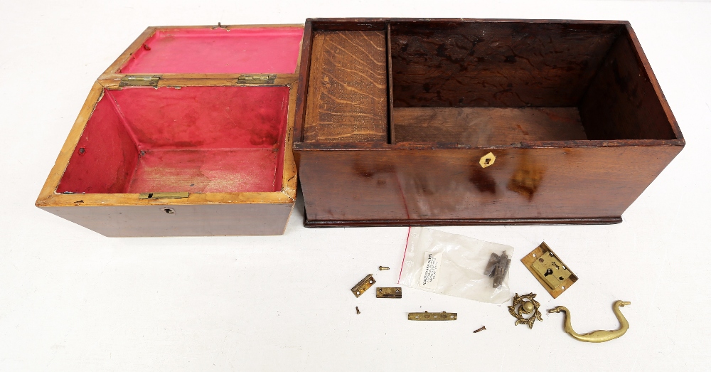 A 19th century rectangular mahogany candle box, marquetry border, sliding compartment within, - Image 3 of 4