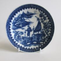 A Caughley saucer printed fisherman pattern Circa 1785 Diameter 12.5cm Condition; no restoration