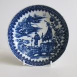 A Caughley saucer printed fisherman pattern Circa 1785 Diameter 12.5cm Condition; no restoration