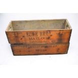 Two 20th century wooden Fyffes banana boxes bearing merchant details, wax treated. 91cm long x