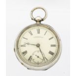 Waltham- an American silver cased pocket watch, comprising a white enamel dial signed A.W W Co,