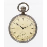 A Smiths open faced silver cased pocket watch comprising a signed cream dial with numeral indices,