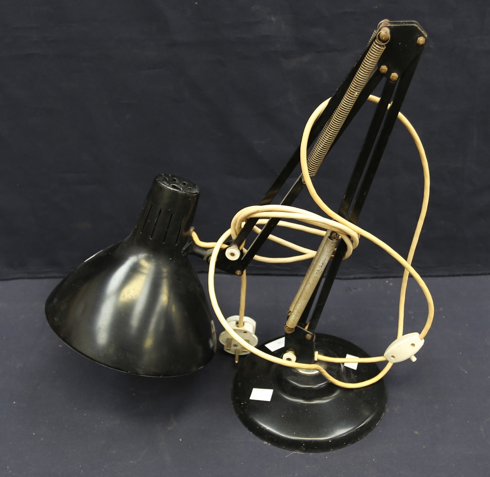 A mid to late 20th century anglepoise lamp in black, electric, untested.