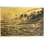 Shepard Fairey (b1970), coloured contemporary print 'DARK WAVE', signed