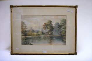 Derby interest:- pair of water colours in matching gilt frames of scenes of 19th Century Derby to
