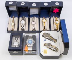 A mixed collection of modern gents and ladies wrist watches, boxed, unchecked.