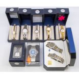 A mixed collection of modern gents and ladies wrist watches, boxed, unchecked.