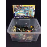 Diecast: One box of assorted unboxed playworn, modern diecast, together with a boxed Matchbox