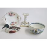 A Small Selection of Coalport Porcelain  including a Candlestick,  Small Bowl, Twin handled oval