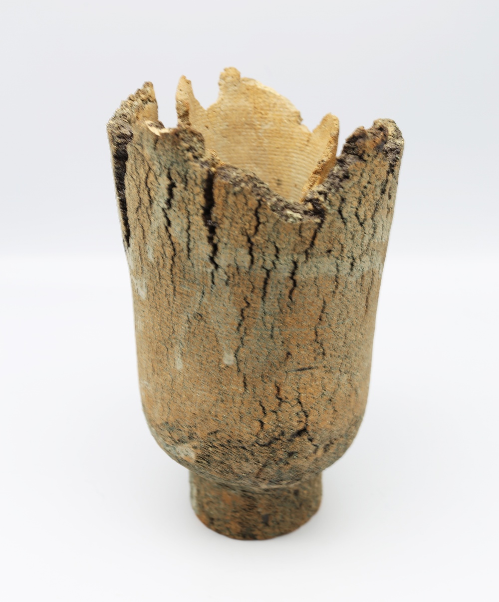 Studio pottery, naturalistic bark style double walled vessel, height 23cm. Marked 6088 1970x194 - Image 4 of 7