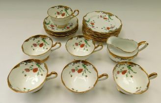 Royal Albert china teawares to include; six cups and saucers, twelve side plates and a cream jug. In