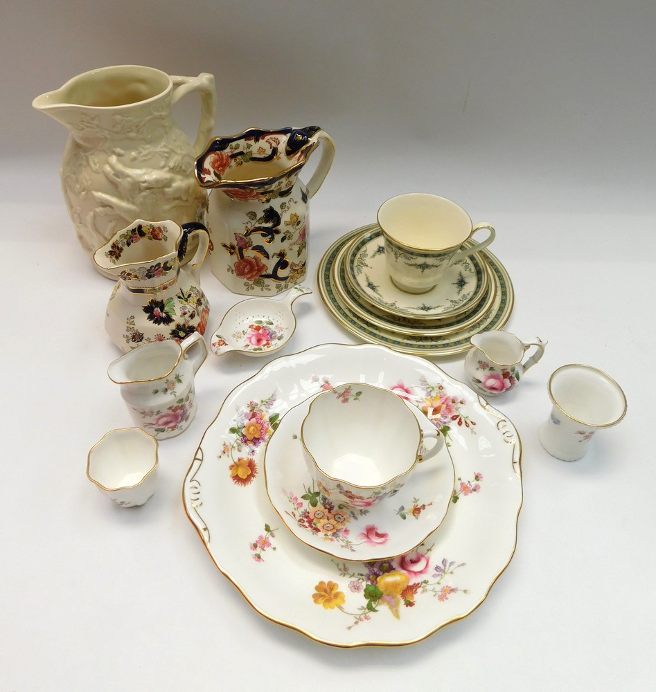 A small collection of ceramics: mostly either Royal Crown Derby 'Posies' pattern, including cups,