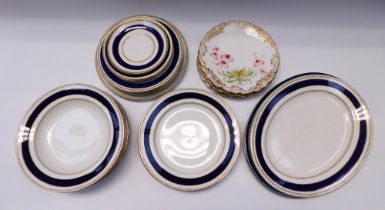 Late 19th Century Wedgwood of England dinner wares along with Copeland desert plates with hand