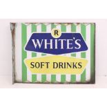 Advertising: An R White's Soft Drinks, double-sided enamel sign, green, white, blue and yellow