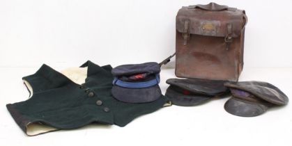 Railwayana: A collection of assorted railwayana to include: a leather satchel (possibly used by a