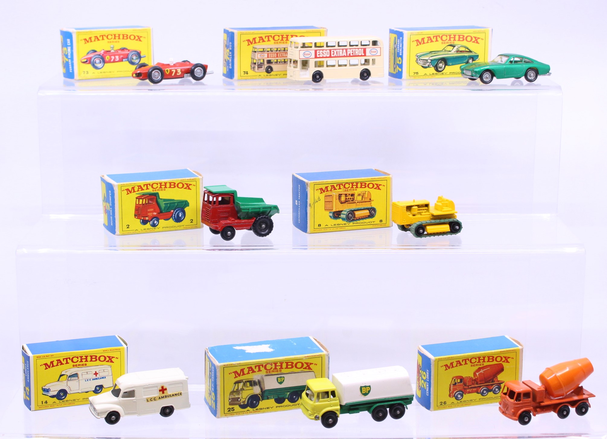 Matchbox: A collection of eight assorted boxed Matchbox 75 Series vehicles to comprise: Ferrari