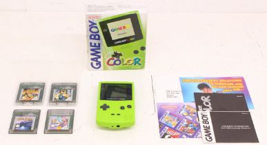 Game Boy: An original boxed Nintendo, Game Boy Color handheld console, Reference CGB-001. Together