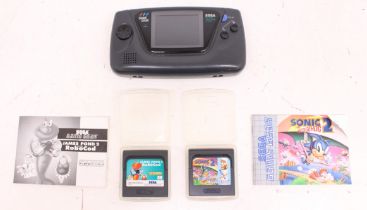 Sega: A Sega Game Gear Portable Game Console, together with Sonic the Hedgehog 2 and James Pond 2