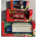 Britains: A collection of three boxed Britains Farm vehicles to include: Animal Transporter 9580,