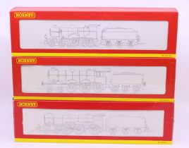 Hornby: A collection of three boxed Hornby, OO Gauge, locomotive and tender, to comprise: LMS 4-4-