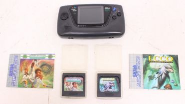 Sega: A Sega Game Gear Portable Game Console, together with Ecco: The Tides of Time; and Wimbledon