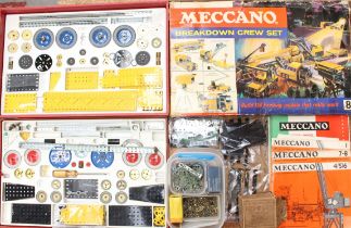 Meccano: A boxed Meccano Breakdown Crew Set, No. 8, together with additional parts. Box lid is