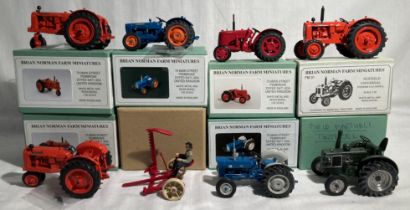 Tractors: A collection of eight boxed white metal and resin 1/32 scale model tractors made by