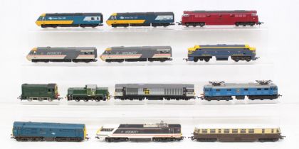 OO Gauge: A collection of assorted unboxed OO Gauge diesel and Inter-City locomotives to include: