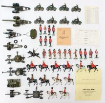 Britains: A collection of assorted unboxed Britains military vehicles and soldiers to include