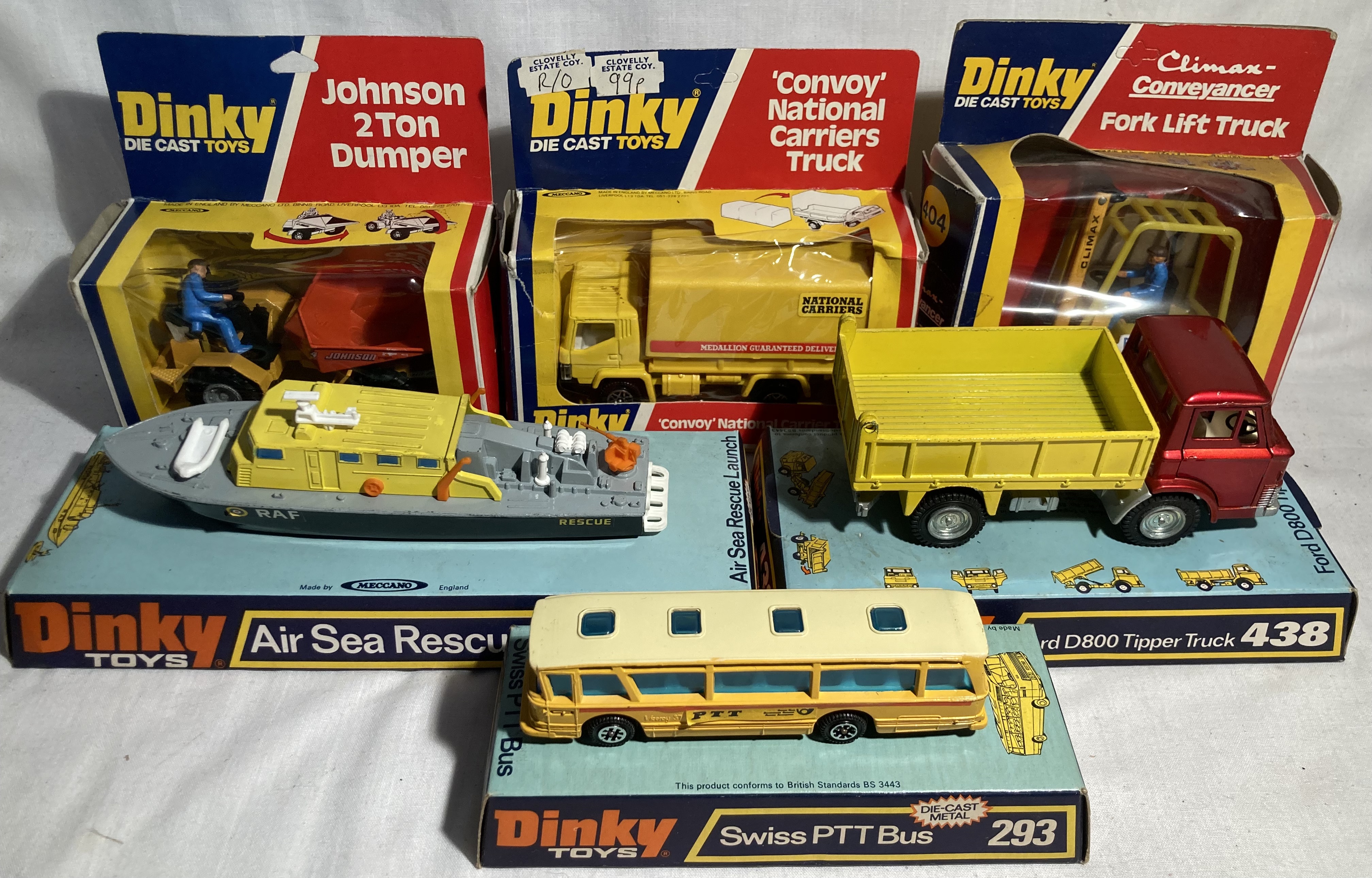 Dinky: A collection of six boxed and bubbled Dinky Toys vehicles to include: Ford D800 Tipper