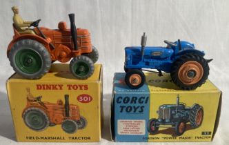 Diecast: A boxed Dinky Toys Field-Marshall Tractor, 301, near mint condition in very good original